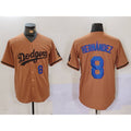 Los Angeles Dodgers #8 Kike Hernandez Number Olive KLUNKIM Cool Base Limited Stitched Jerseys