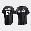 New York Mets #12 Francisco Lindor Black KLUNKIM Cool Base Stitched Jersey