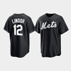 New York Mets #12 Francisco Lindor Black KLUNKIM Cool Base Stitched Jersey