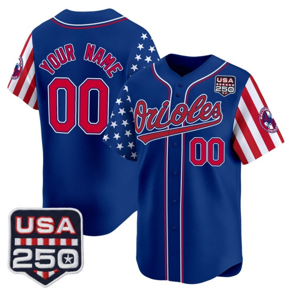 Custom Baltimore Orioles America 250 Edition Vapor Premier Limited Royal KLUNKIM Stitched Jerseys