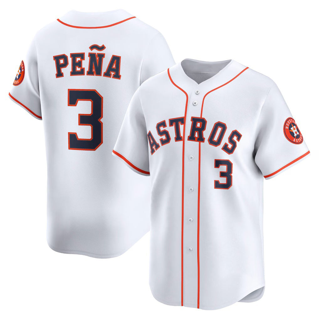 Houston Astros #3 Jeremy Pe?a White KLUNKIM Home Limited Player Jersey