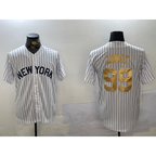 New York Yankees #99 Aaron Judge White KLUNKIM Pinstripe Fashion Cool Base Jersey 2