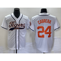 Detroit Tigers #24 Miguel Cabrera White KLUNKIM Cool Base Stitched Jersey