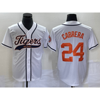 Detroit Tigers #24 Miguel Cabrera White KLUNKIM Cool Base Stitched Jersey