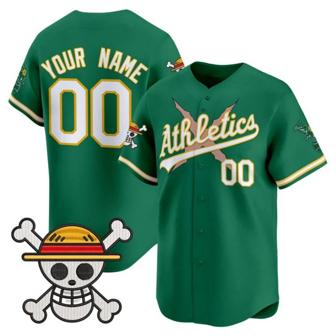 Custom Oakland Athletics x One Piece Green KLUNKIM Vapor Premier Limited Jersey - Stitched