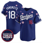 Los Angeles Dodgers #18 Yoshinobu Yamamoto Royal KLUNKIM 2025 Tokyo Series Limited Stitched Jersey