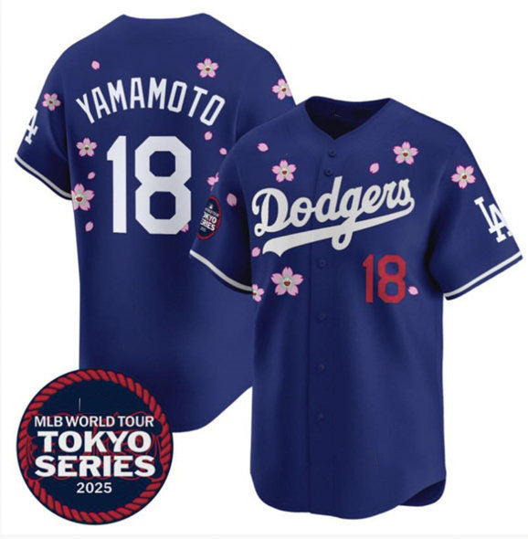 Los Angeles Dodgers #18 Yoshinobu Yamamoto Royal KLUNKIM 2025 Tokyo Series Limited Stitched Jersey