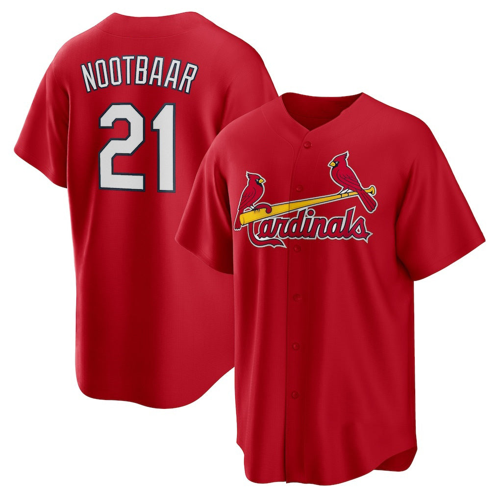 St. Louis Cardinals #21 Lars Nootbaar Red KLUNKIM Big & Tall Alternate Replica Player Jersey