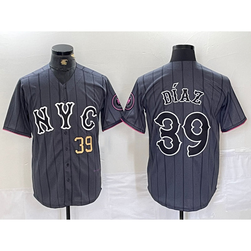 New York Mets #39 Edwin Diaz Gray KLUNKIM 2024 City Connect Cool Base Jersey 3
