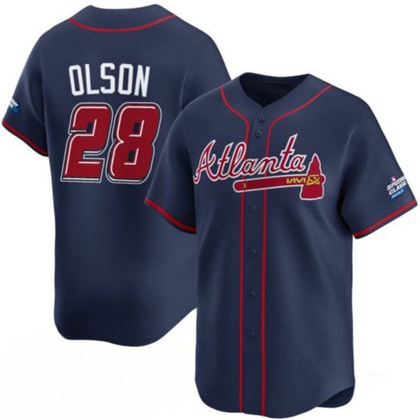 Atlanta Braves #28 Matt Olson Navy KLUNKIM 2025 Speedway Classic Alternate Limited Stitched Jersey