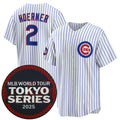 Chicago Cubs #2 Nico Hoerner White KLUNKIM 2025 World Tour Tokyo Series Home Stitched Jersey