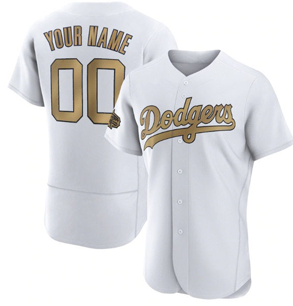Custom Los Angeles Dodgers Active Player White KLUNKIM 2022 All-Star Flex Base Stitched Jersey