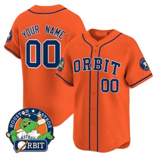 Custom Houston Astros Orbit Patch Vapor Premier Limited Jersey - Orange KLUNKIM