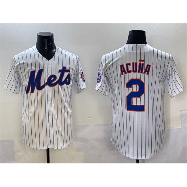 New York Mets #2 Luisangel Acuna White KLUNKIM Cool Base Stitched Jersey