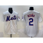 New York Mets #2 Luisangel Acuna White KLUNKIM Cool Base Stitched Jersey