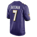 B.Ravens #7 Rashod Bateman Purple KLUNKIM Game Player Jersey