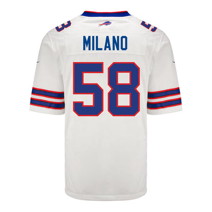 B.Bills #58 Matt Milano White Game Player Jersey Football Stitched American Jerseys