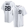 Detroit Tigers #28 Javier Baez White KLUNKIM Home Replica Player Jersey