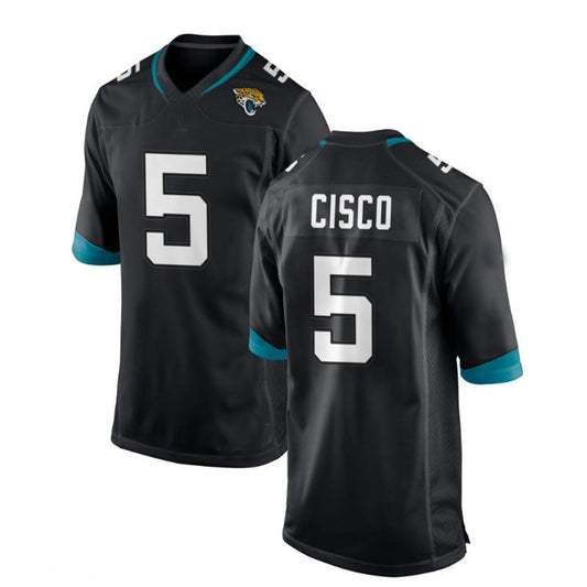 J.Jaguars #5 Andre Cisco Game Player Jersey Black Stitched American Football Jerseys
