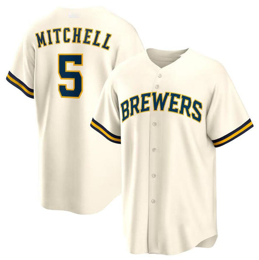 Milwaukee Brewers #5 Garrett Mitchell Cream Alternate Replica Player Jersey Baseball Jerseys