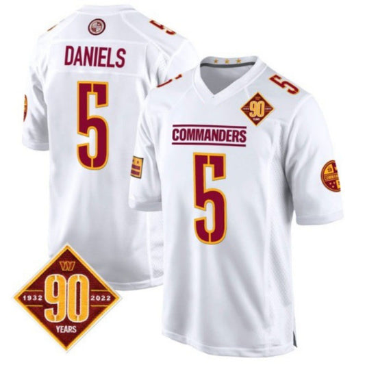 W.Commanders #5 Jayden Daniels 2024 Draft First Round Pick Player Game Jersey  White American Football Jerseys