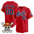 Custom New York Mets x One Piece Red KLUNKIM Vapor Premier Limited Jersey - Stitched