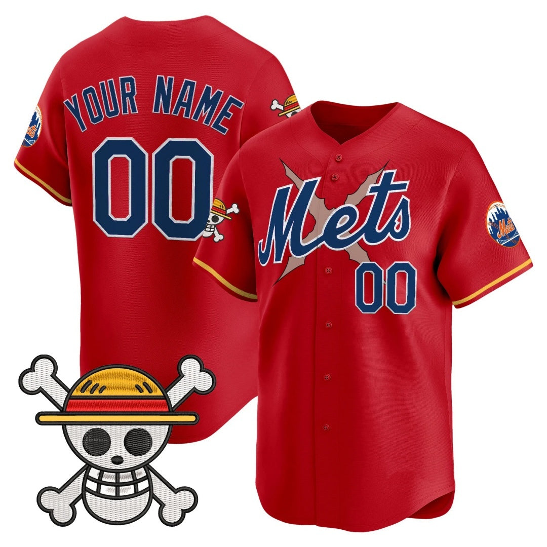 Custom New York Mets x One Piece Red KLUNKIM Vapor Premier Limited Jersey - Stitched