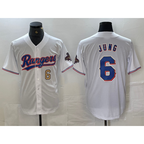 Texas Rangers #6 Josh Jung Number White KLUNKIM 2023 World Series Champions Cool Base Jerseys