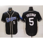 Los Angeles Dodgers #5 Freddie Freeman Number Black KLUNKIM Cool Base With Patch Stitched Jerseys