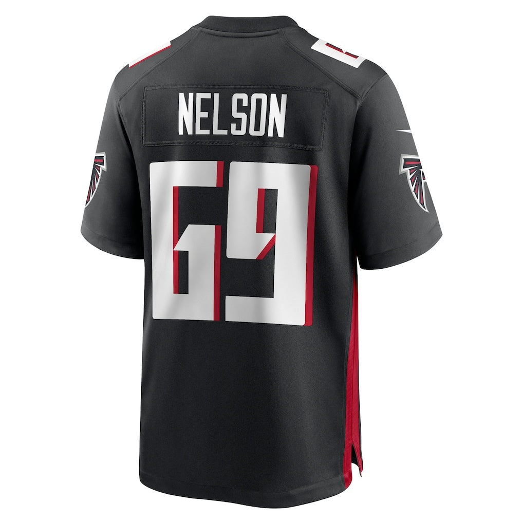 A.Falcons #69 Jack Nelson Black KLUNKIM Team Game Jersey