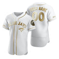 Custom Toronto Blue Jays White KLUNKIM Stitched Flex Base Golden Edition Jersey
