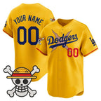 Custom Los Angeles Dodgers x One Piece Gold KLUNKIM 2025 Vapor Premier Limited Jersey - Stitched