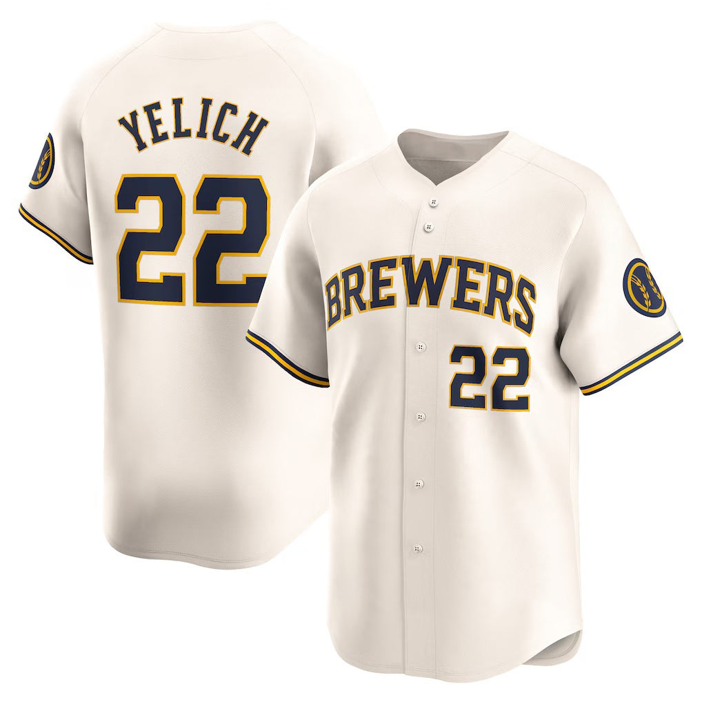 Milwaukee Brewers #22 Christian Yelich Cream KLUNKIM Home Limited Player Jersey