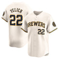 Milwaukee Brewers #22 Christian Yelich Cream KLUNKIM Home Limited Player Jersey