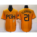 Pittsburgh Pirates #21 Roberto Clemente Gold KLUNKIM 2023 City Connect Stitched Jersey