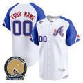 Custom Atlanta Braves Hank Aaron 715th Home Run Patch Vapor Premier Limited Jersey V2 - White 2 KLUNKIM