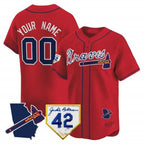 Custom Atlanta Braves 2024 Robinson & Georgia Patch Vapor Premier Limited Jersey ¨C Red KLUNKIM