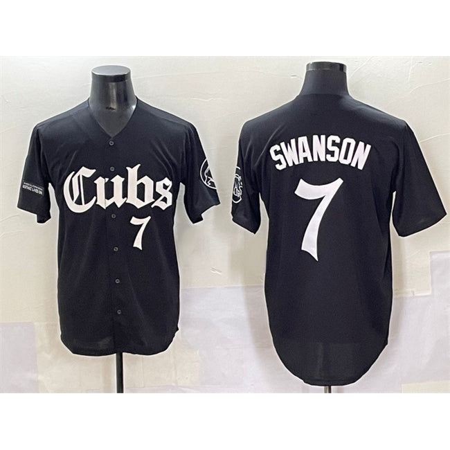 Chicago Cubs #7 Dansby Swanson Black KLUNKIM 'Gothic North Side Edition' Vapor Premier Limited Stitched Jersey