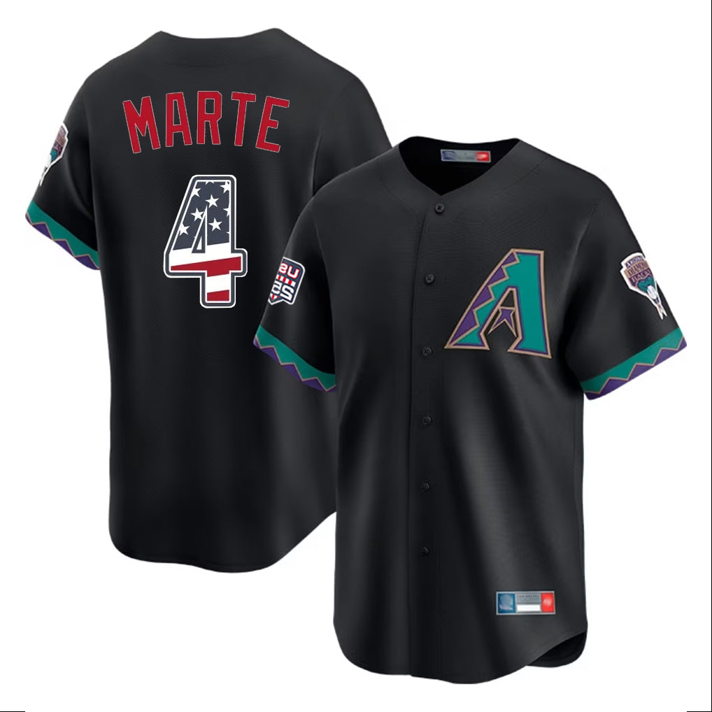 Arizona Diamondbacks #4 Ketel Marte Player Black KLUNKIM USA 250 Fourth of July Home Game Stitched Jerseys