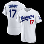 Los Angeles Dodgers #17 Shohei Ohtani White KLUNKIM Home Authentic Sponsor Patch Jersey