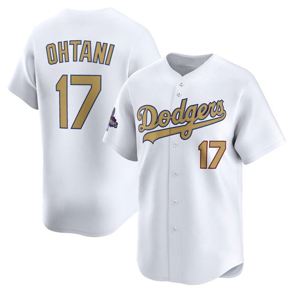 Los Angeles Dodgers #17 Shohei Ohtani White KLUNKIM 2025 Gold Collection Limited Stitched Jersey