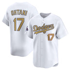 Los Angeles Dodgers #17 Shohei Ohtani White KLUNKIM 2025 Gold Collection Limited Stitched Jersey