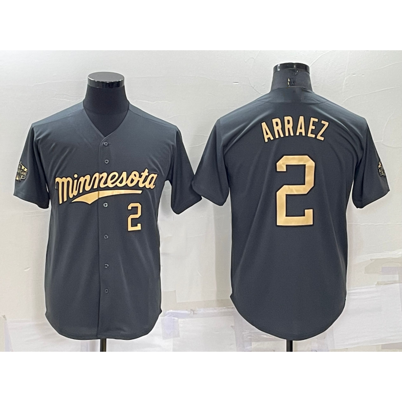 Minnesota Twins #2 Luis Arraez Number Charcoal KLUNKIM 2022 All-Star Cool Base Stitched Jersey