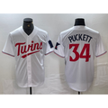 Minnesota Twins #34 Kirby Puckett White Red KLUNKIM Stitched Cool Base Jersey