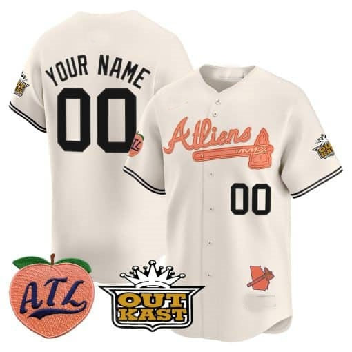 Custom Atlanta Braves Atliens & Peach Vapor Premier Limited Jersey ¨CCream KLUNKIM