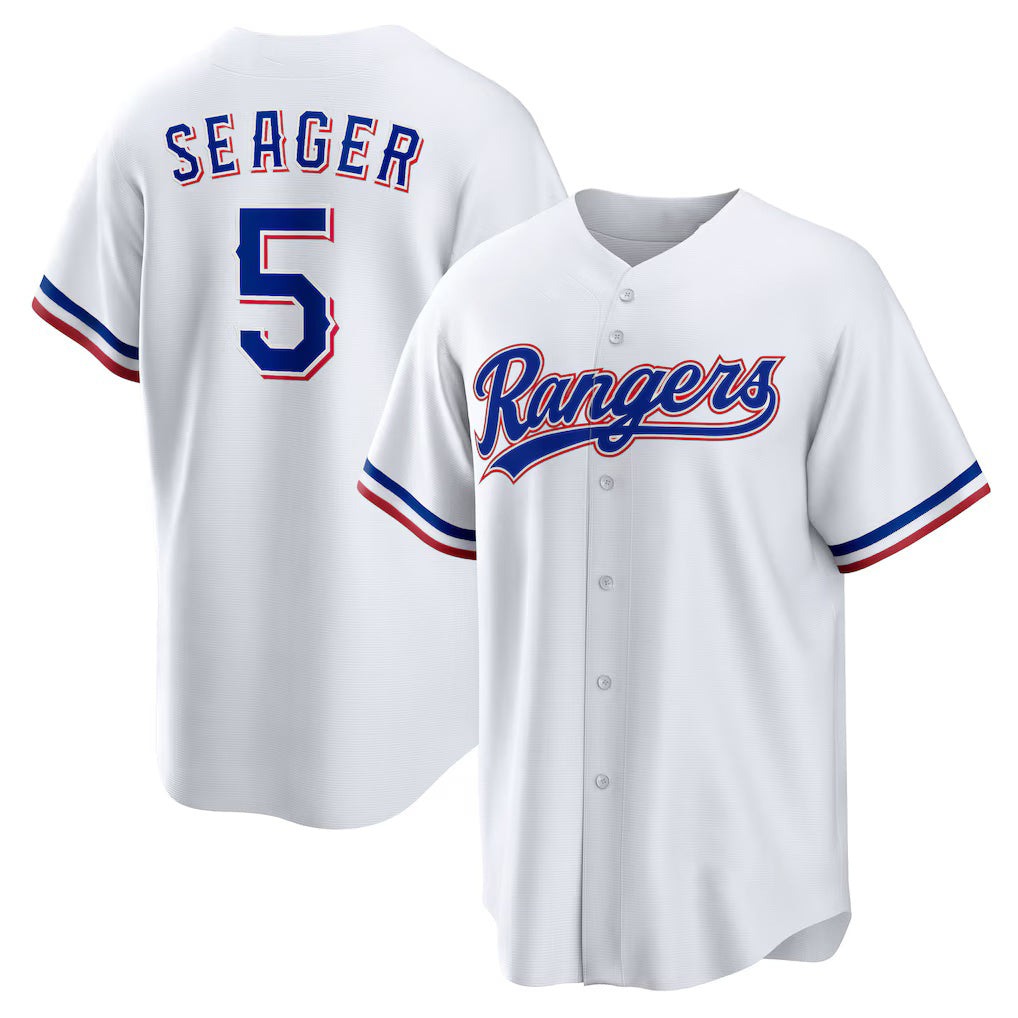 Texas Rangers #5 Corey Seager White KLUNKIM Home Replica Player Jersey