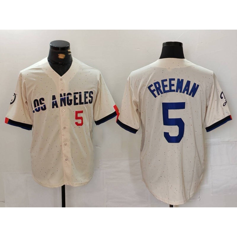 Los Angeles Dodgers #5 Freddie Freeman Number Cream KLUNKIM 2024 City Connect Limited Stitched Jersey 2