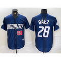 Detroit Tigers #28 Javier Baez Number 2024 Navy KLUNKIM City Connect Cool Base Limited Stitched Jersey