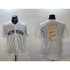 New York Yankees #2 Derek Jeter White KLUNKIM Pinstripe Fashion Cool Base Jersey 2