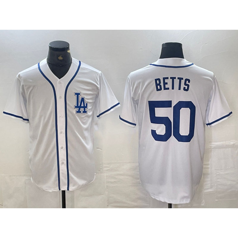 Los Angeles Dodgers #50 Mookie Betts White KLUNKIM Cool Base Stitched Jersey